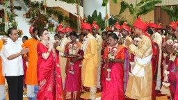 Ambani family hosts mass wedding for 50 underprivileged couples